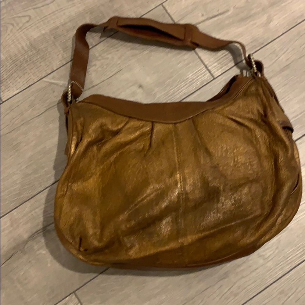 Cole Haan bronze metallic leather bag